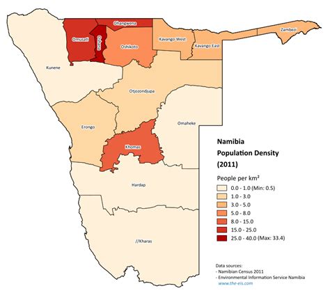 namibia population density map